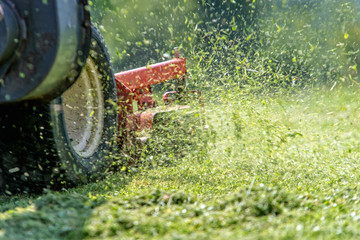 mowing lawn